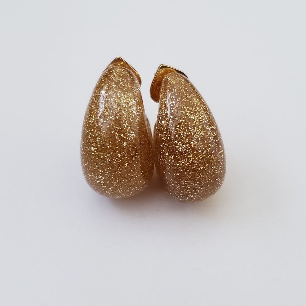 Kate Spade Gold Glitter Hoop Earrings - Picture 2 of 4